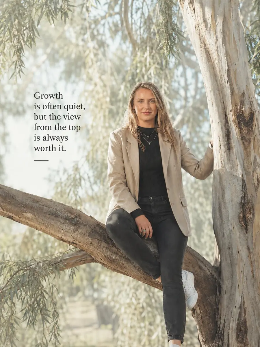 Kristine in a calm, natural setting